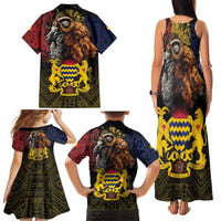 Chad Independence Day 1960 Family Matching Tank Maxi Dress and Hawaiian Shirt Tchad Goat and Lion African Pattern - Wonder Print Shop