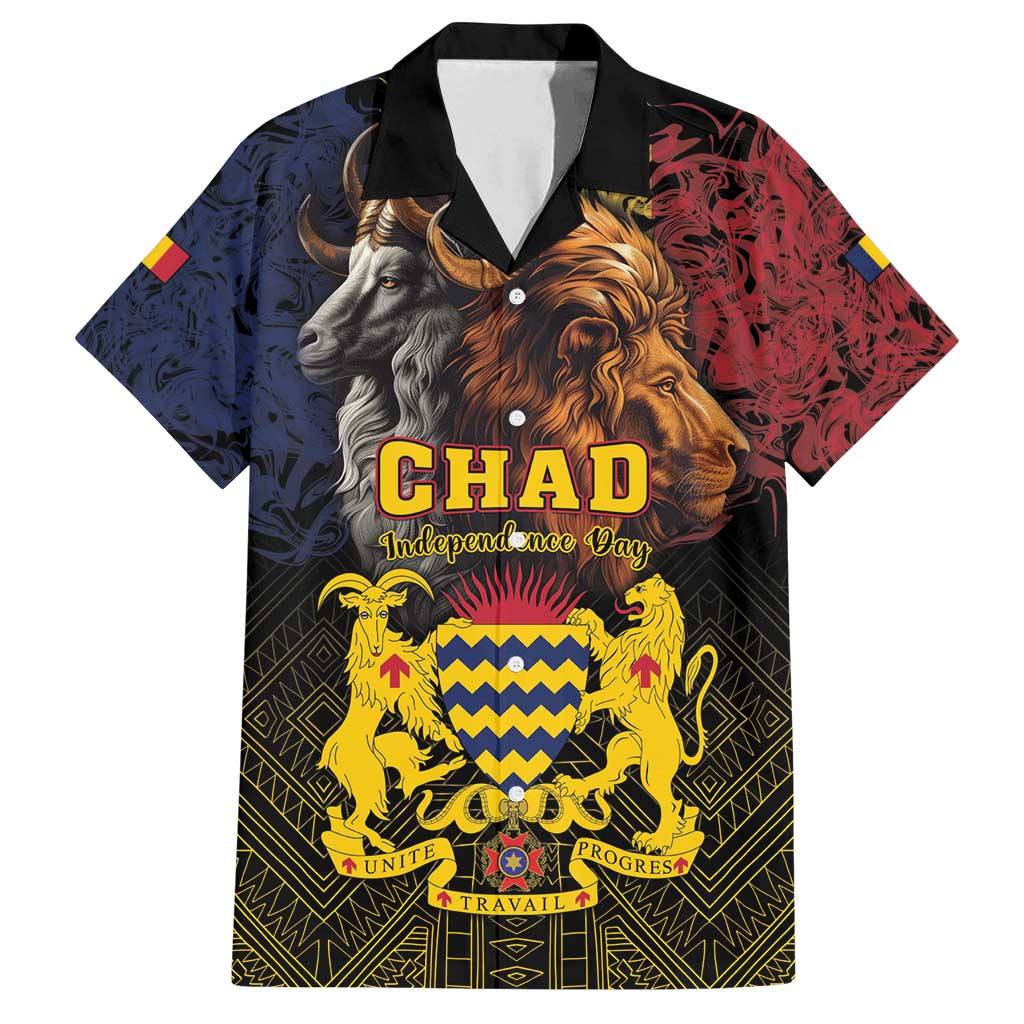 Chad Independence Day 1960 Family Matching Tank Maxi Dress and Hawaiian Shirt Tchad Goat and Lion African Pattern - Wonder Print Shop