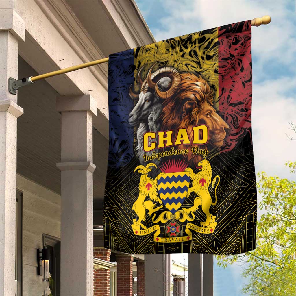 Chad Independence Day 1960 Garden Flag Tchad Goat and Lion African Pattern - Wonder Print Shop