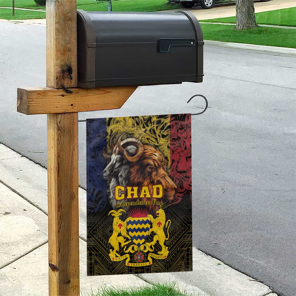 Chad Independence Day 1960 Garden Flag Tchad Goat and Lion African Pattern - Wonder Print Shop