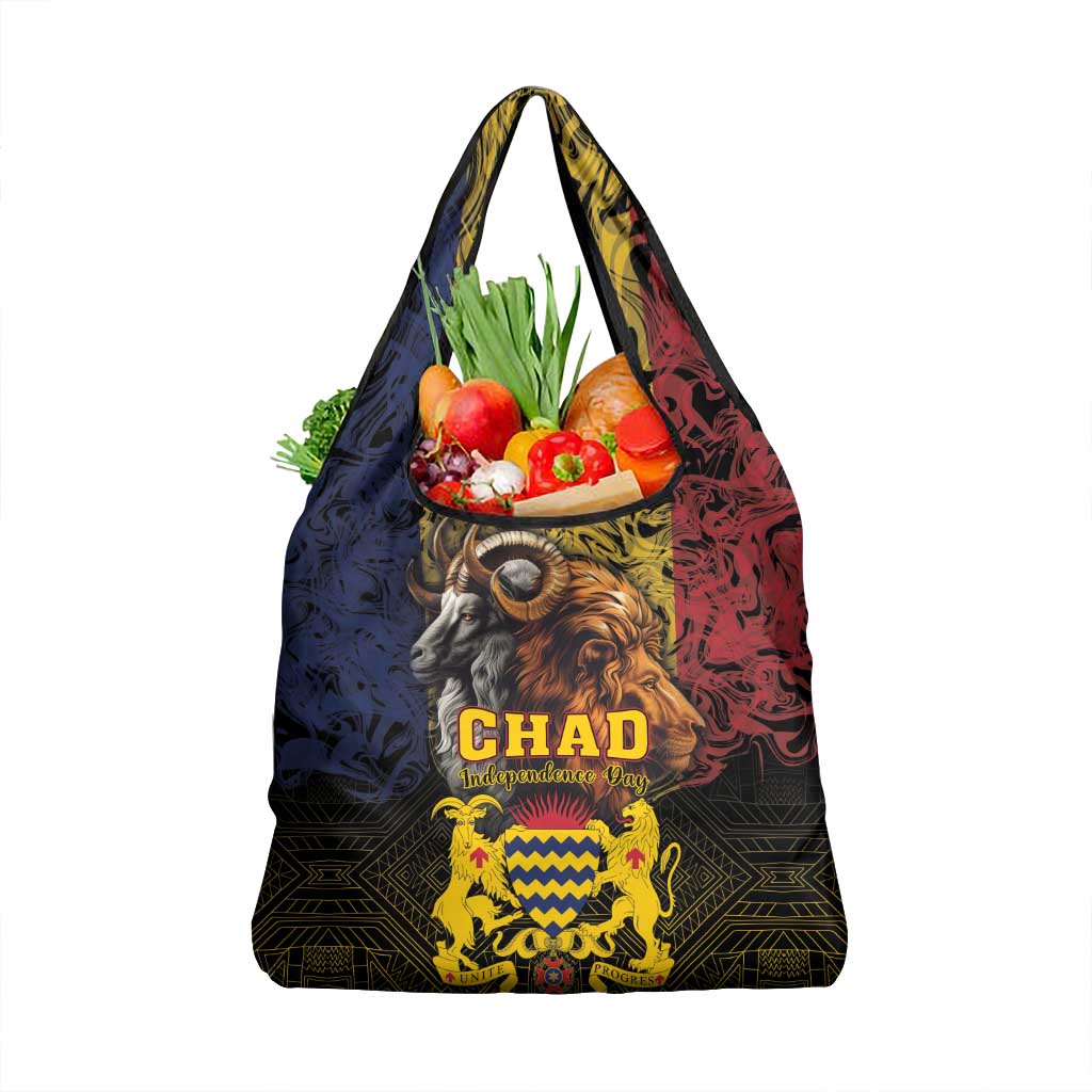 Chad Independence Day 1960 Grocery Bag Tchad Goat and Lion African Pattern