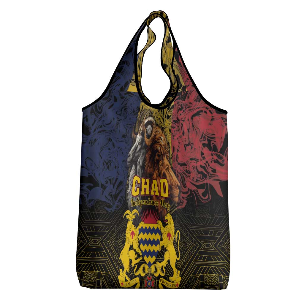 Chad Independence Day 1960 Grocery Bag Tchad Goat and Lion African Pattern