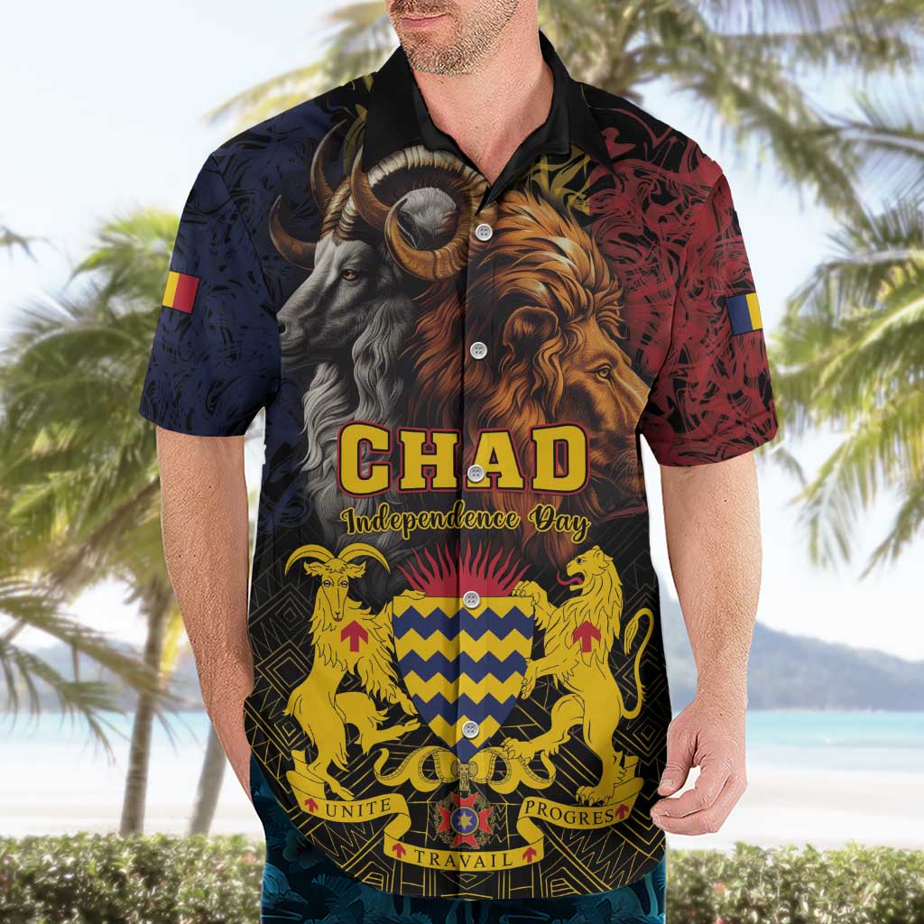 Chad Independence Day 1960 Hawaiian Shirt Tchad Goat and Lion African Pattern - Wonder Print Shop