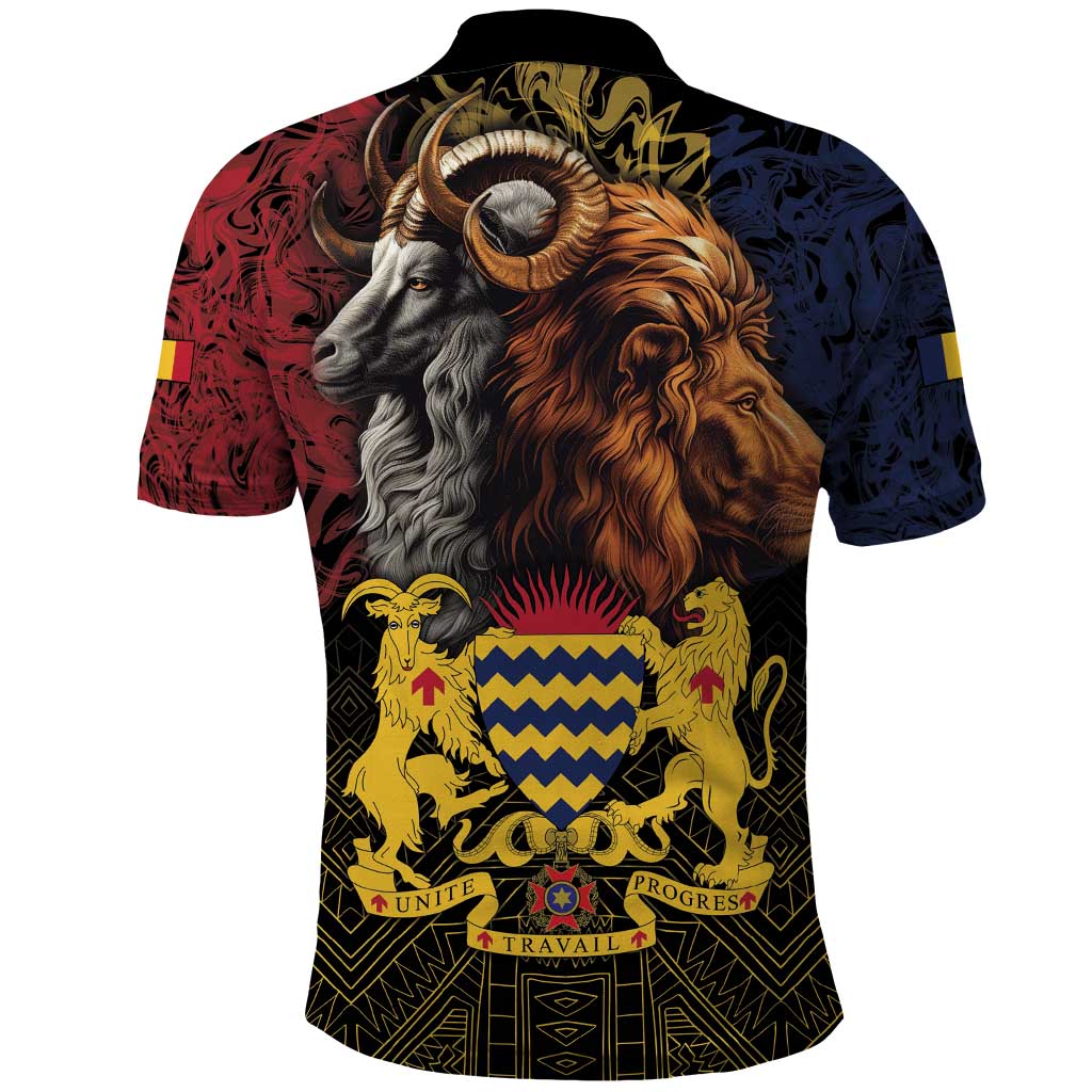 Chad Independence Day 1960 Polo Shirt Tchad Goat and Lion African Pattern - Wonder Print Shop