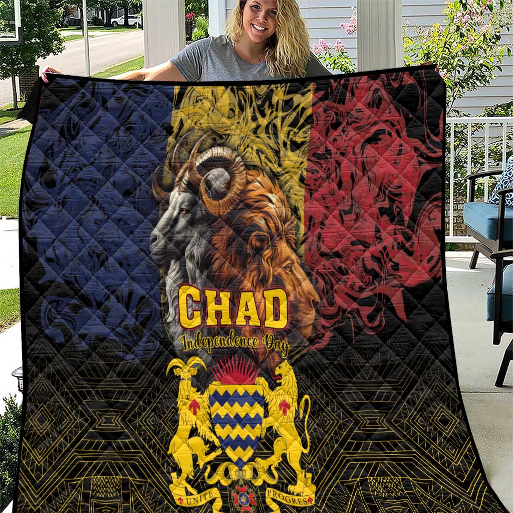 Chad Independence Day 1960 Quilt Tchad Goat and Lion African Pattern - Wonder Print Shop