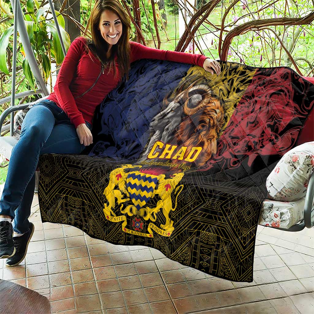 Chad Independence Day 1960 Quilt Tchad Goat and Lion African Pattern - Wonder Print Shop