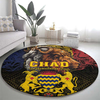 Chad Independence Day 1960 Round Carpet Tchad Goat and Lion African Pattern