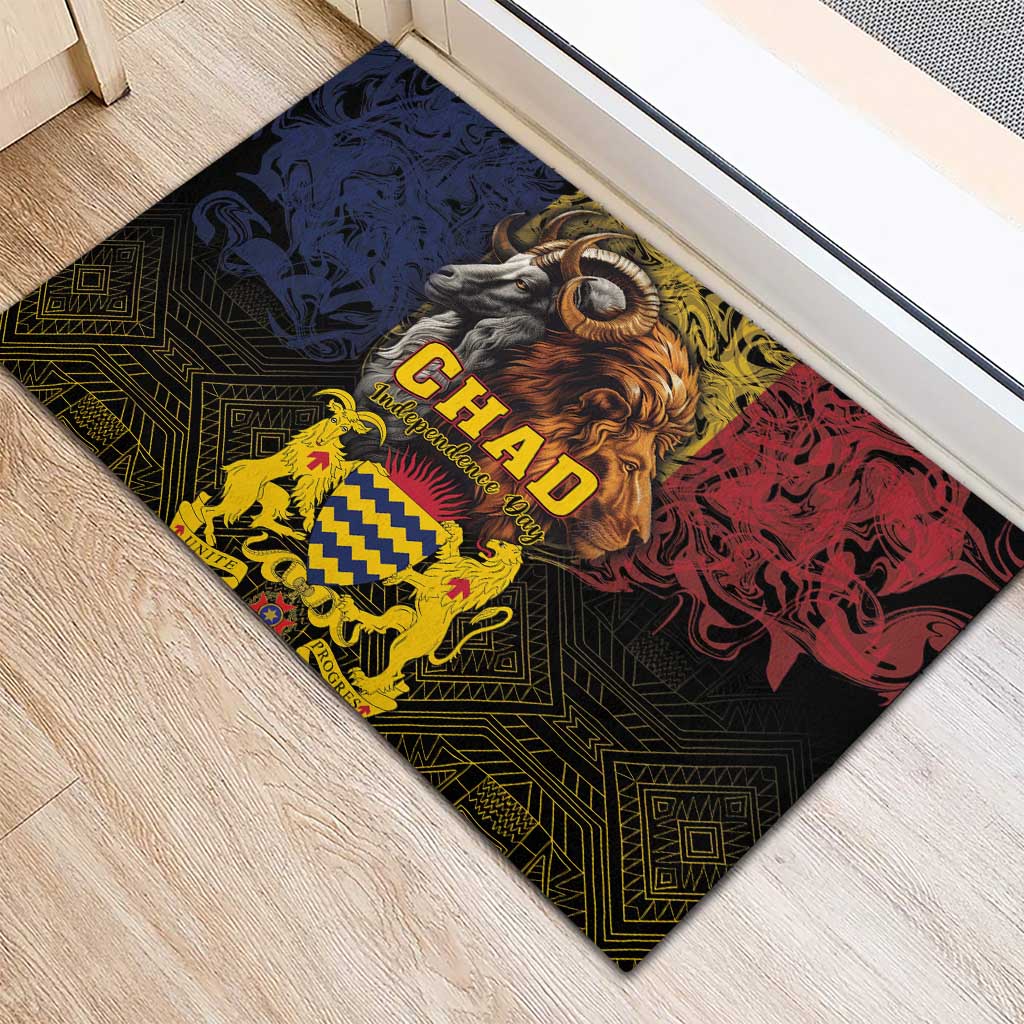 Chad Independence Day 1960 Rubber Doormat Tchad Goat and Lion African Pattern - Wonder Print Shop