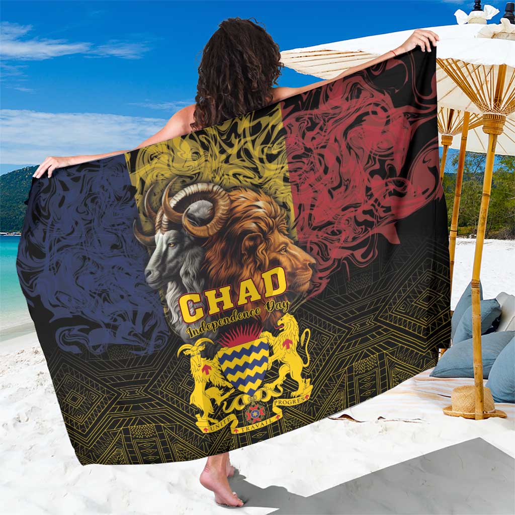 Chad Independence Day 1960 Sarong Tchad Goat and Lion African Pattern - Wonder Print Shop