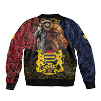 Chad Independence Day 1960 Sleeve Zip Bomber Jacket Tchad Goat and Lion African Pattern - Wonder Print Shop
