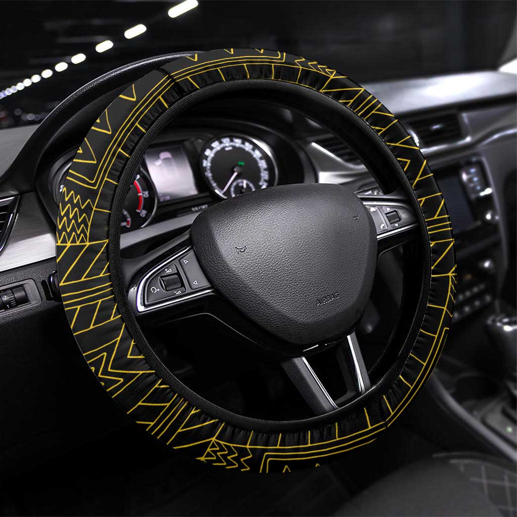 Chad Independence Day 1960 Steering Wheel Cover Tchad Goat and Lion African Pattern - Wonder Print Shop