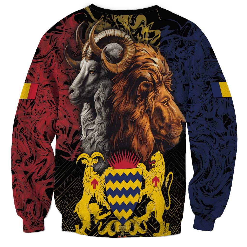 Chad Independence Day 1960 Sweatshirt Tchad Goat and Lion African Pattern - Wonder Print Shop