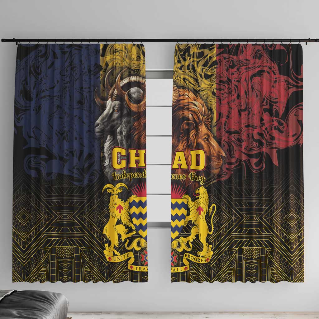Chad Independence Day 1960 Window Curtain Tchad Goat and Lion African Pattern - Wonder Print Shop