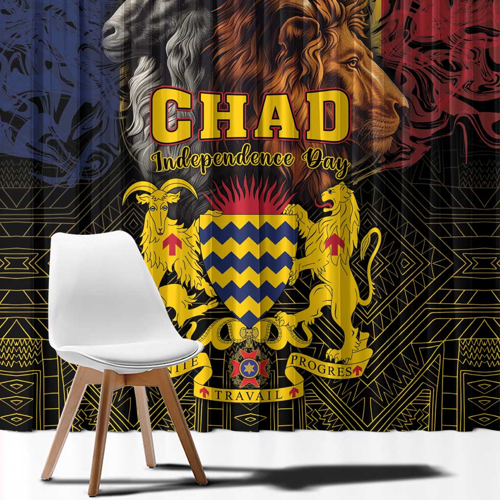 Chad Independence Day 1960 Window Curtain Tchad Goat and Lion African Pattern - Wonder Print Shop