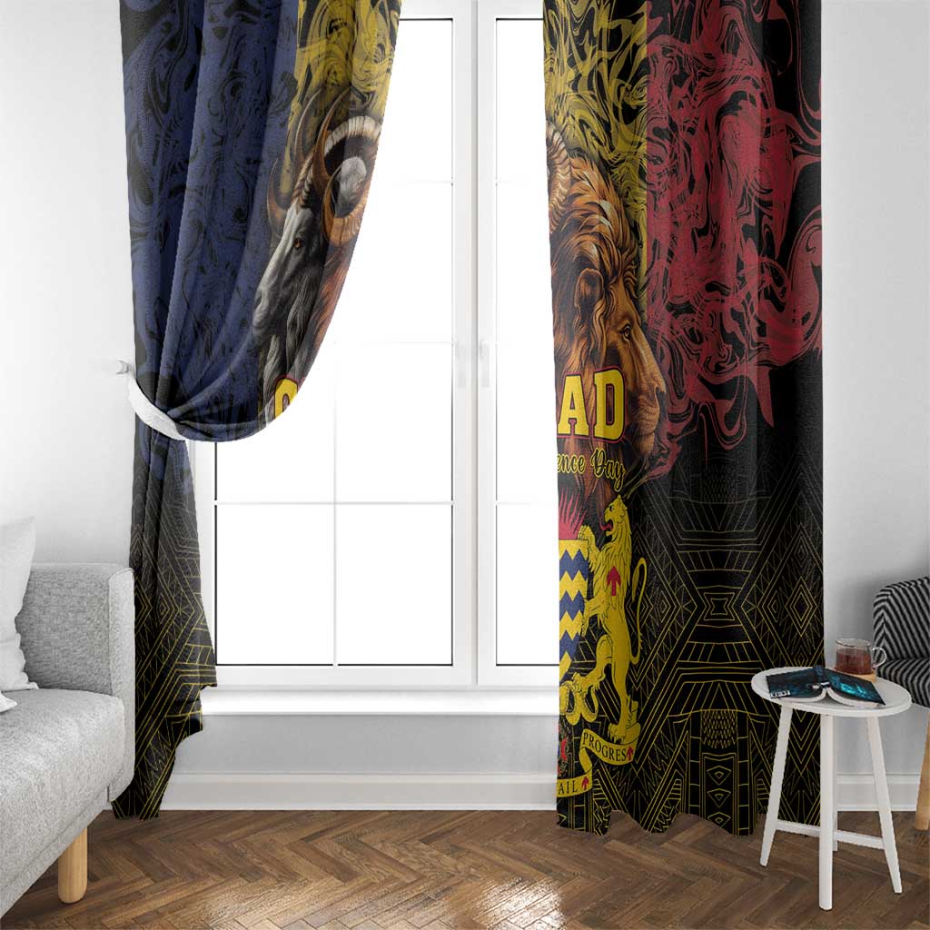 Chad Independence Day 1960 Window Curtain Tchad Goat and Lion African Pattern - Wonder Print Shop