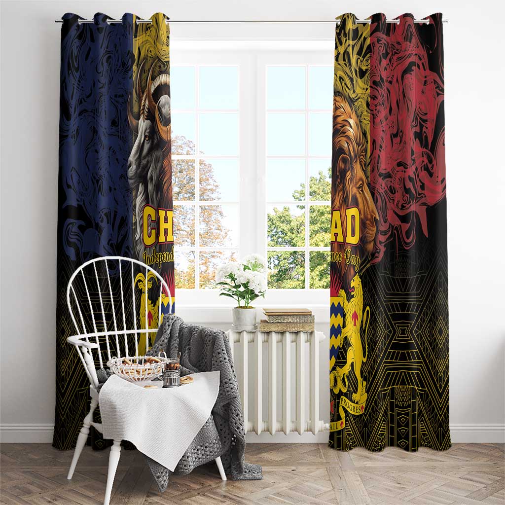Chad Independence Day 1960 Window Curtain Tchad Goat and Lion African Pattern - Wonder Print Shop