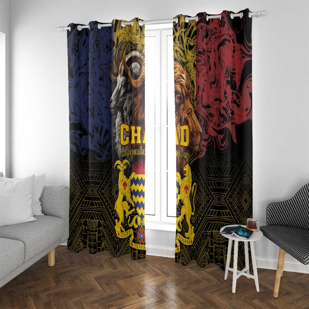 Chad Independence Day 1960 Window Curtain Tchad Goat and Lion African Pattern - Wonder Print Shop