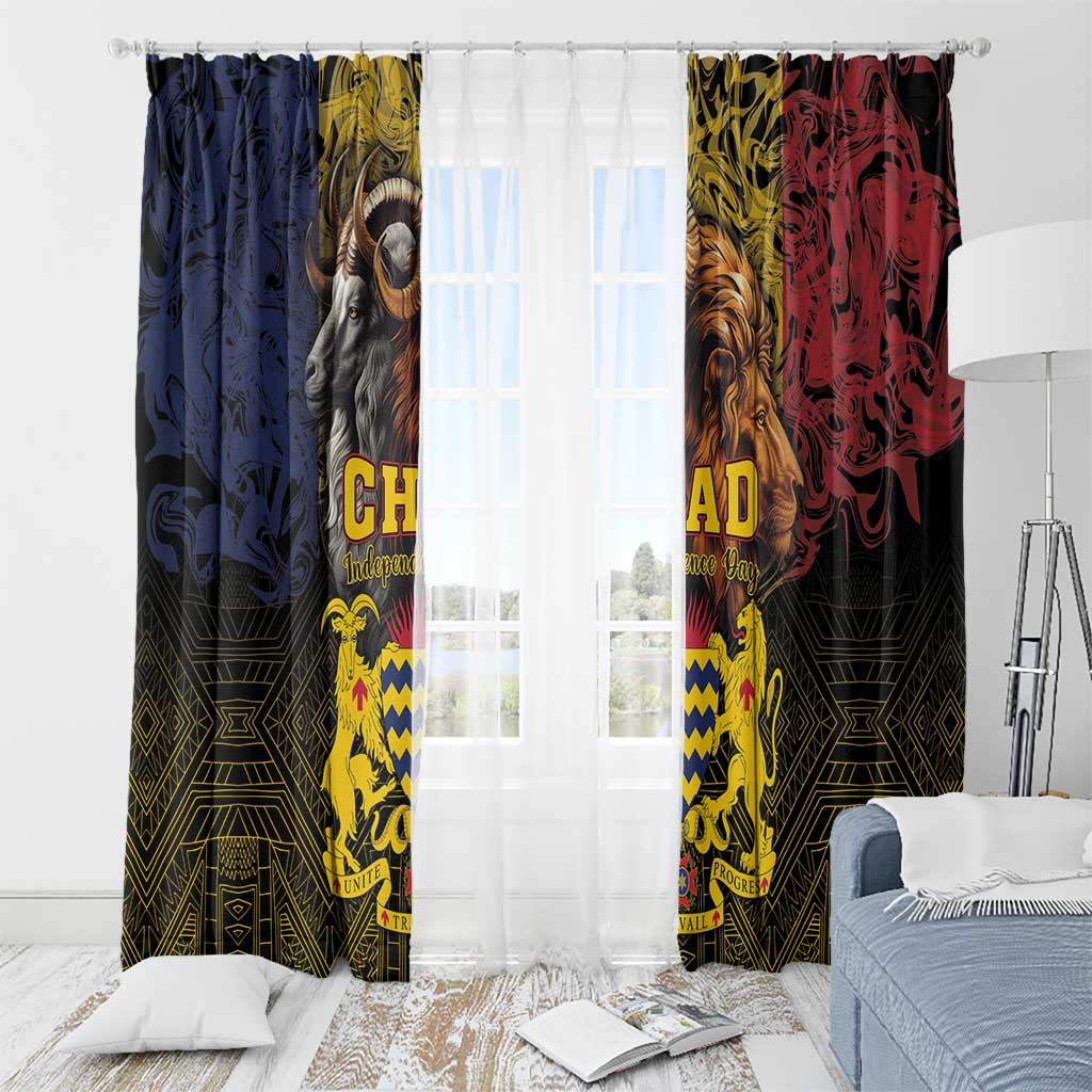Chad Independence Day 1960 Window Curtain Tchad Goat and Lion African Pattern - Wonder Print Shop