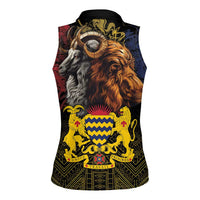 Chad Independence Day 1960 Women Sleeveless Polo Shirt Tchad Goat and Lion African Pattern - Wonder Print Shop