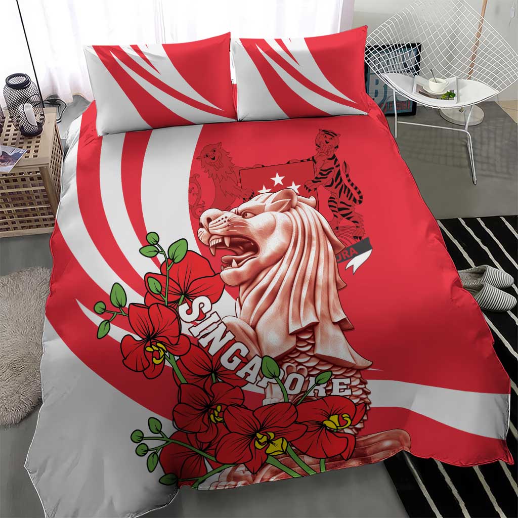 Singapore Bedding Set The Merlion With Red Orchid - Wonder Print Shop