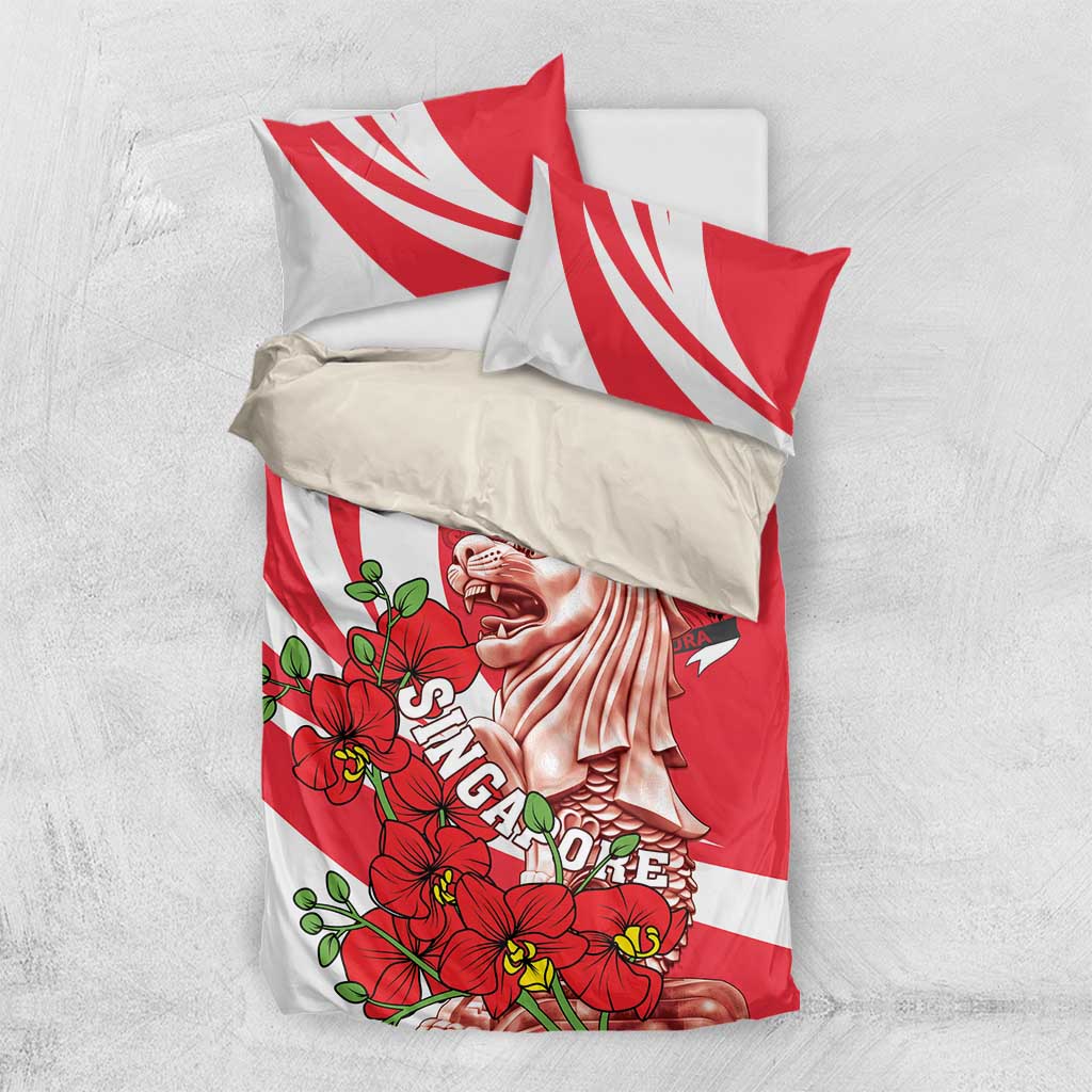 Singapore Bedding Set The Merlion With Red Orchid - Wonder Print Shop