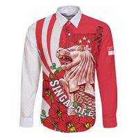 Singapore Family Matching Mermaid Dress and Hawaiian Shirt The Merlion With Red Orchid - Wonder Print Shop