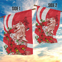 Singapore Garden Flag The Merlion With Red Orchid - Wonder Print Shop