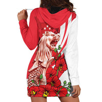Singapore Hoodie Dress The Merlion With Red Orchid - Wonder Print Shop