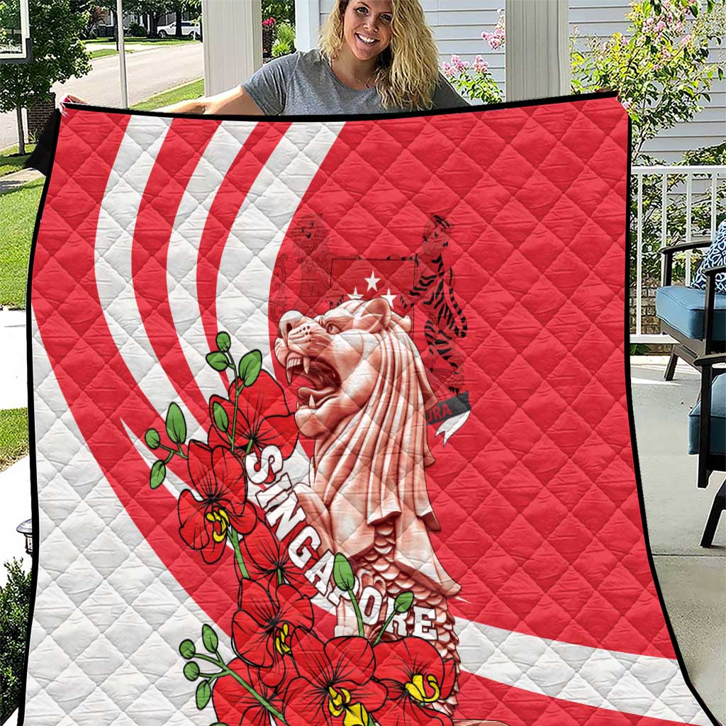 Singapore Quilt The Merlion With Red Orchid - Wonder Print Shop