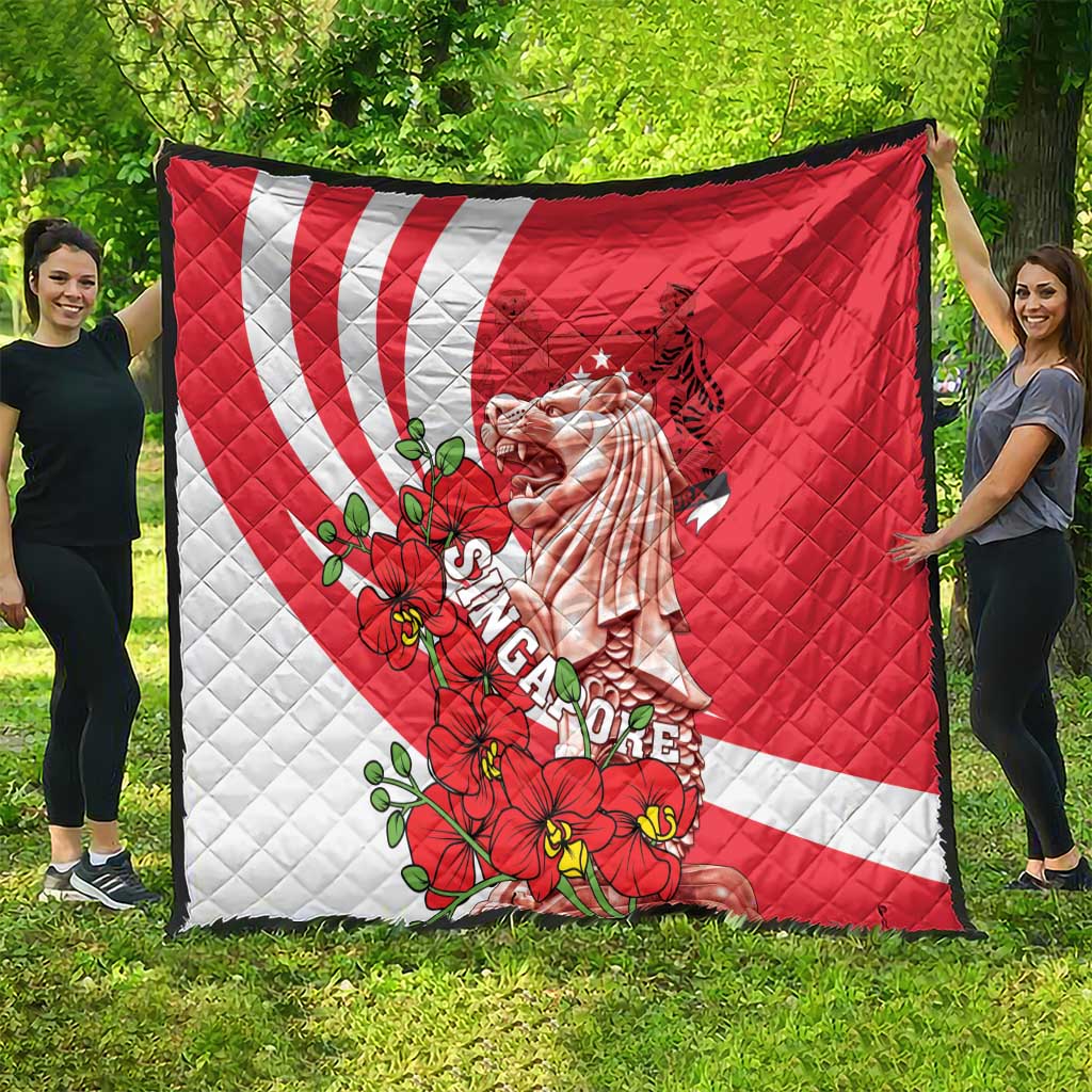 Singapore Quilt The Merlion With Red Orchid - Wonder Print Shop