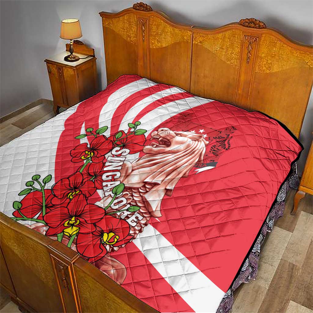 Singapore Quilt The Merlion With Red Orchid - Wonder Print Shop