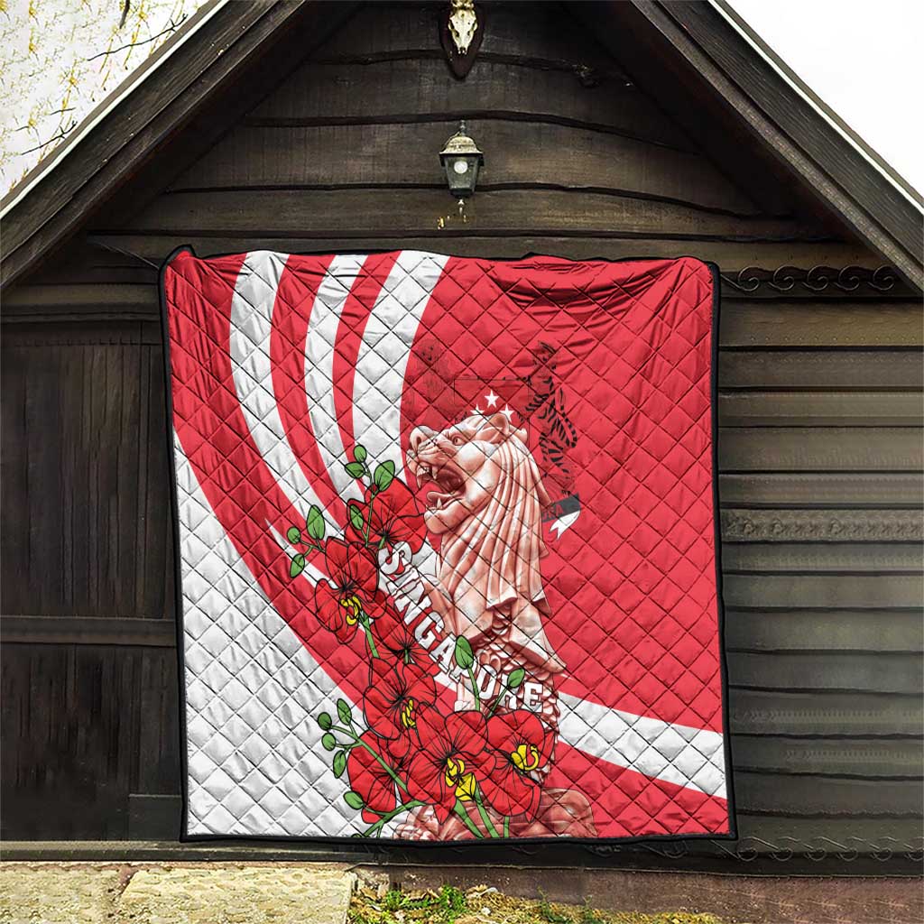 Singapore Quilt The Merlion With Red Orchid - Wonder Print Shop