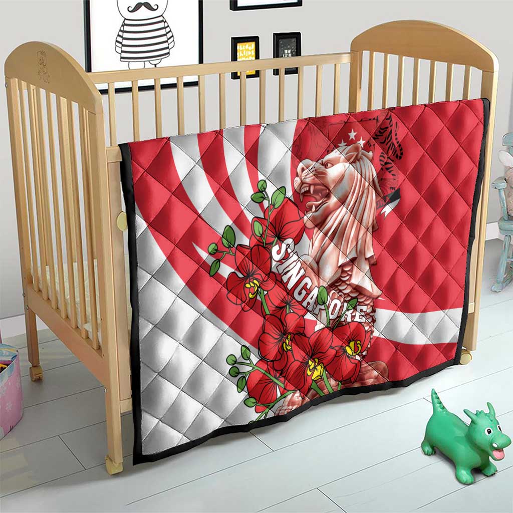 Singapore Quilt The Merlion With Red Orchid - Wonder Print Shop