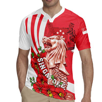 Singapore Rugby Jersey The Merlion With Red Orchid - Wonder Print Shop