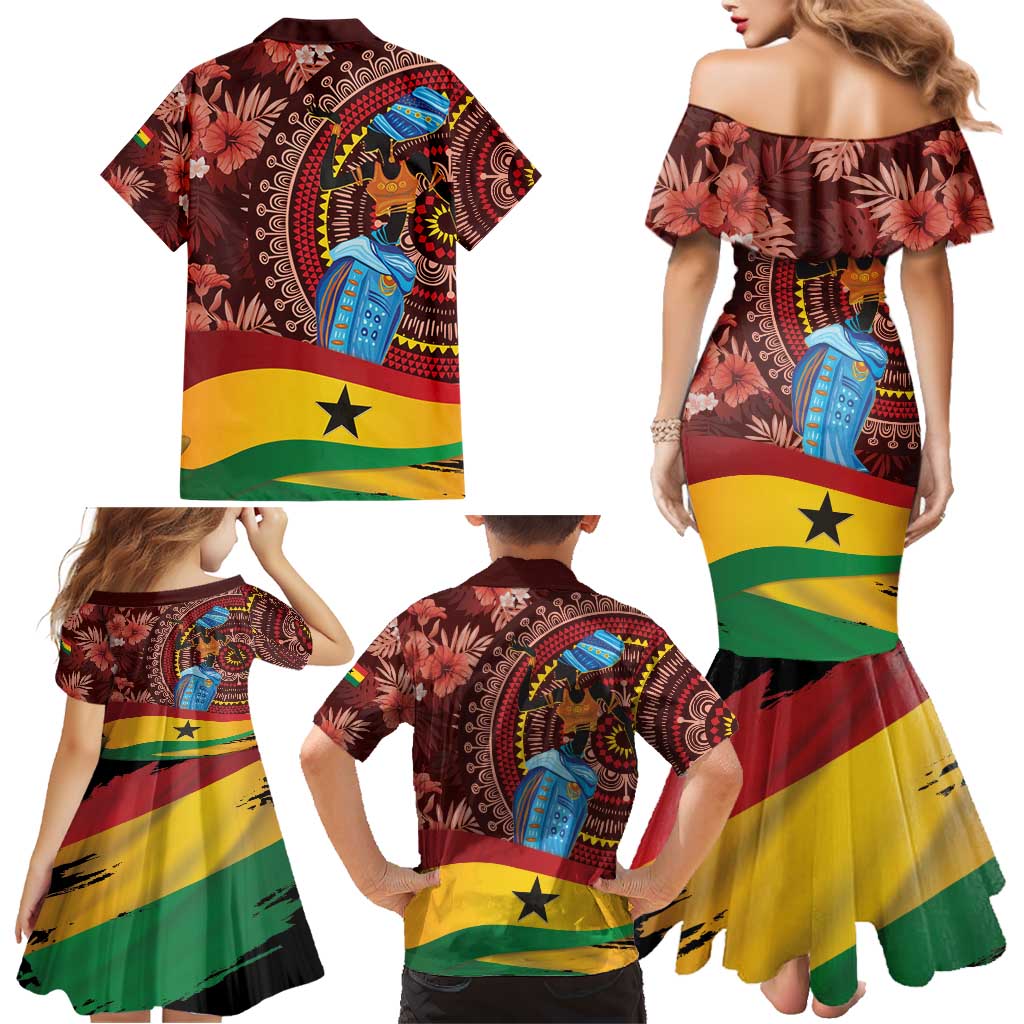 Panafest Family Matching Mermaid Dress and Hawaiian Shirt Ghana Tropical African Pattern - Wonder Print Shop