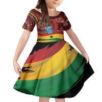 Panafest Family Matching Off The Shoulder Long Sleeve Dress and Hawaiian Shirt Ghana Tropical African Pattern - Wonder Print Shop