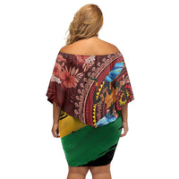 Panafest Family Matching Off Shoulder Short Dress and Hawaiian Shirt Ghana Tropical African Pattern - Wonder Print Shop
