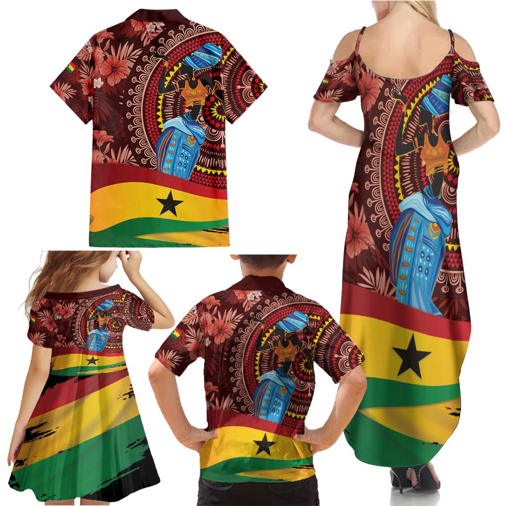 Panafest Family Matching Summer Maxi Dress and Hawaiian Shirt Ghana Tropical African Pattern - Wonder Print Shop