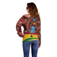 Panafest Off Shoulder Sweater Ghana Tropical African Pattern - Wonder Print Shop