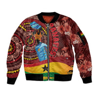 Panafest Sleeve Zip Bomber Jacket Ghana Tropical African Pattern - Wonder Print Shop