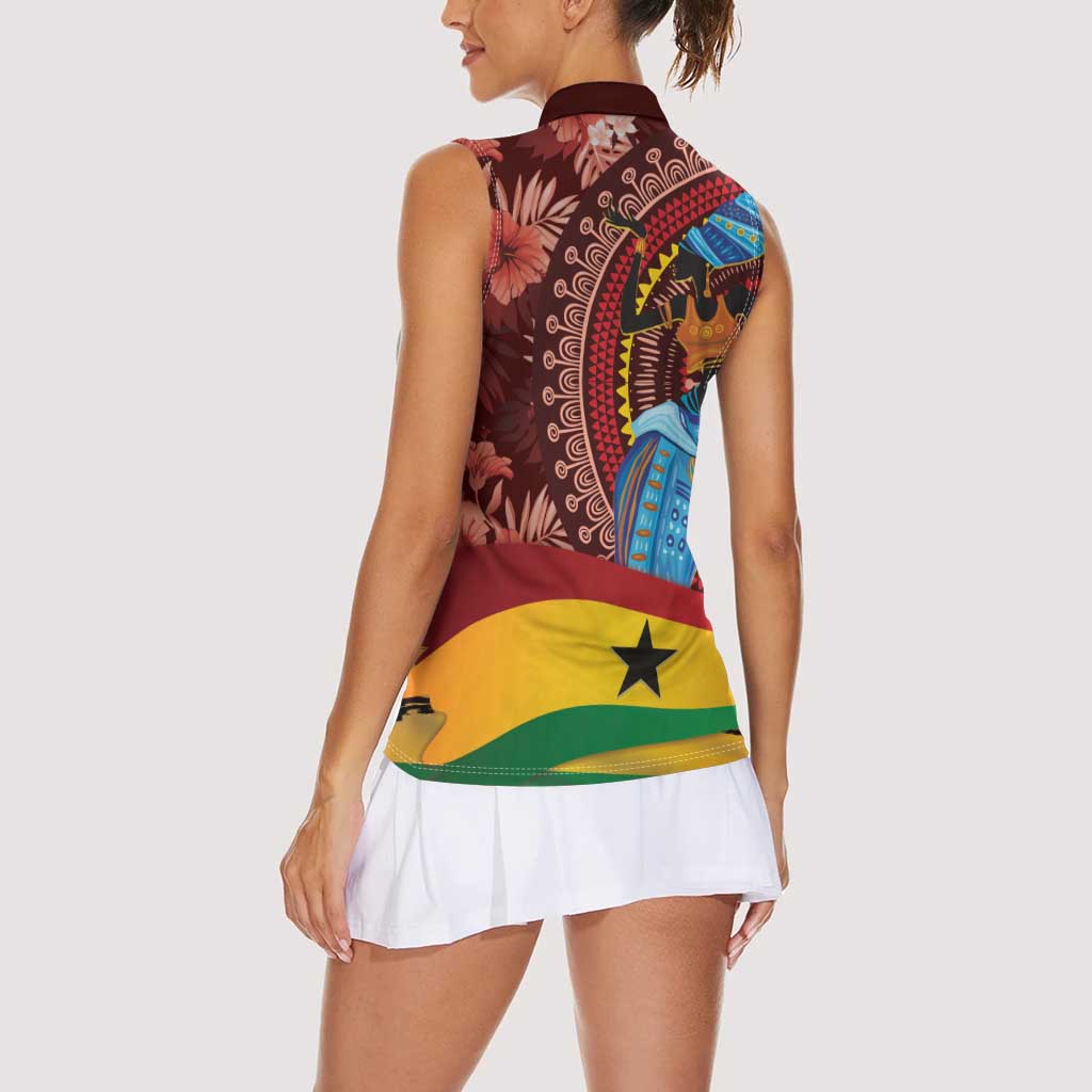 Panafest Women Sleeveless Polo Shirt Ghana Tropical African Pattern - Wonder Print Shop