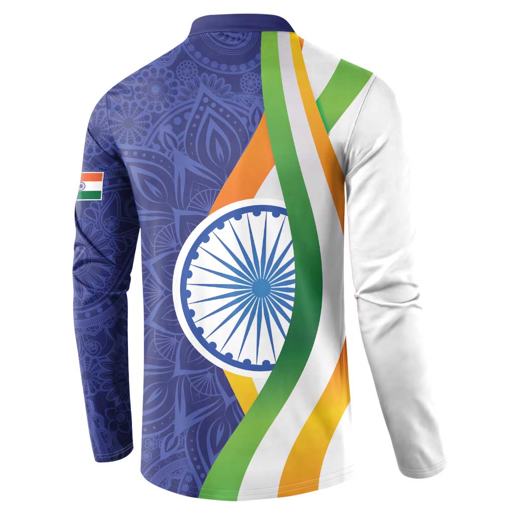 India Independence Day Button Sweatshirt Mandala Paisley Floral - Wonder Print Shop