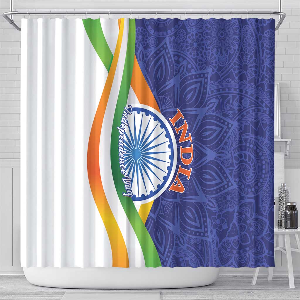 India Independence Day Shower Curtain Mandala Paisley Floral