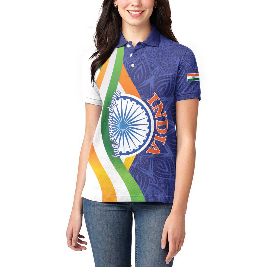 India Independence Day Women Polo Shirt Mandala Paisley Floral - Wonder Print Shop