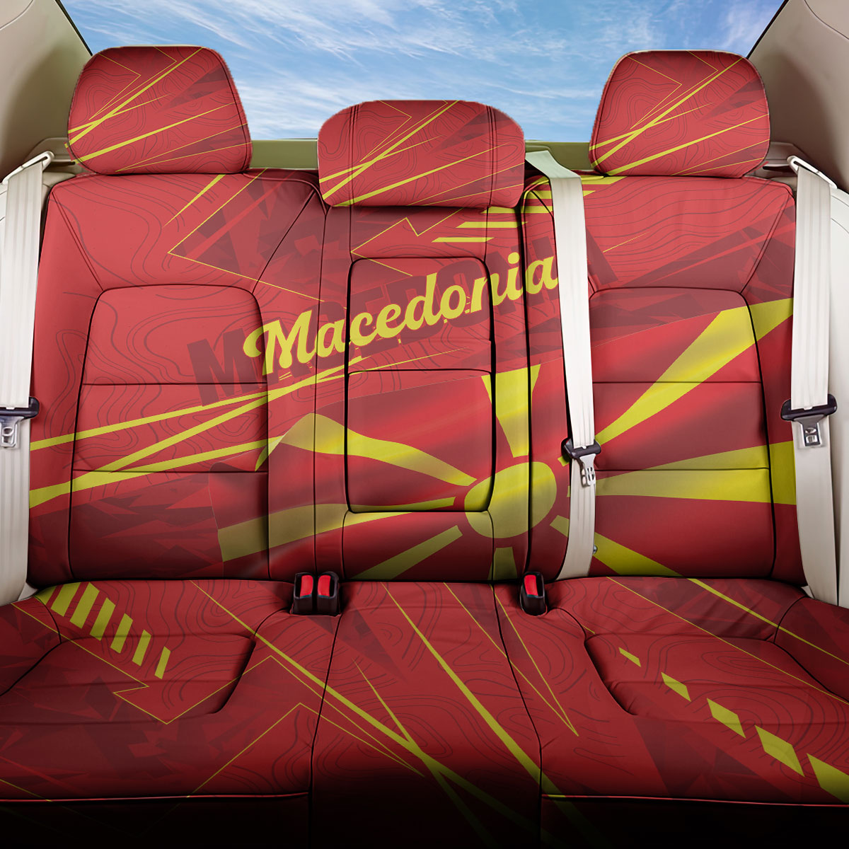 Macedonia Back Car Seat Cover Flag Color Inspired