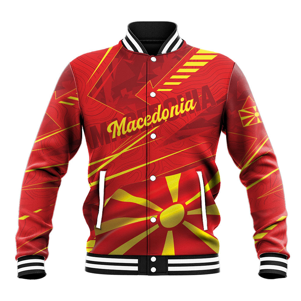 Personalised Macedonia Baseball Jacket Flag Color Inspired