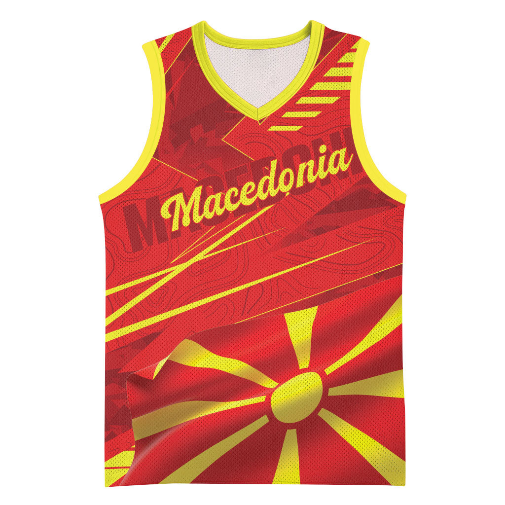 Personalised Macedonia Basketball Jersey Flag Color Inspired