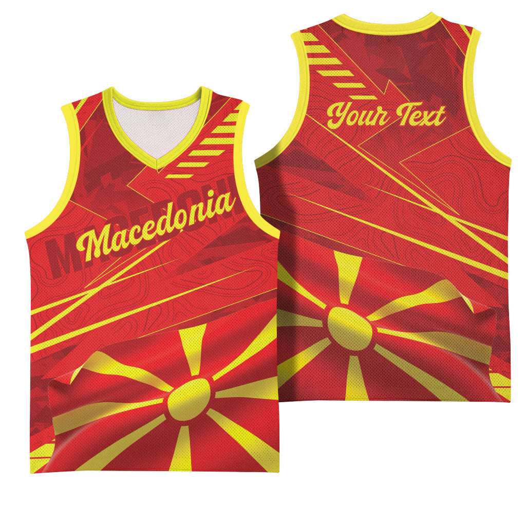 Personalised Macedonia Basketball Jersey Flag Color Inspired