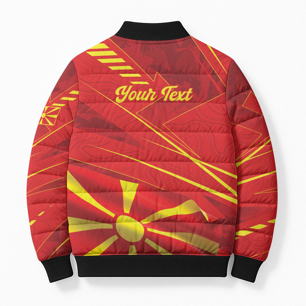 Personalised Macedonia Bomber Puffer Jacket Flag Color Inspired