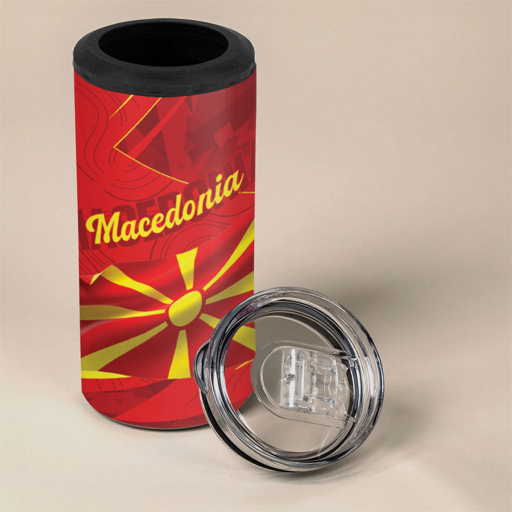 Personalised Macedonia 4 in 1 Can Cooler Tumbler Flag Color Inspired